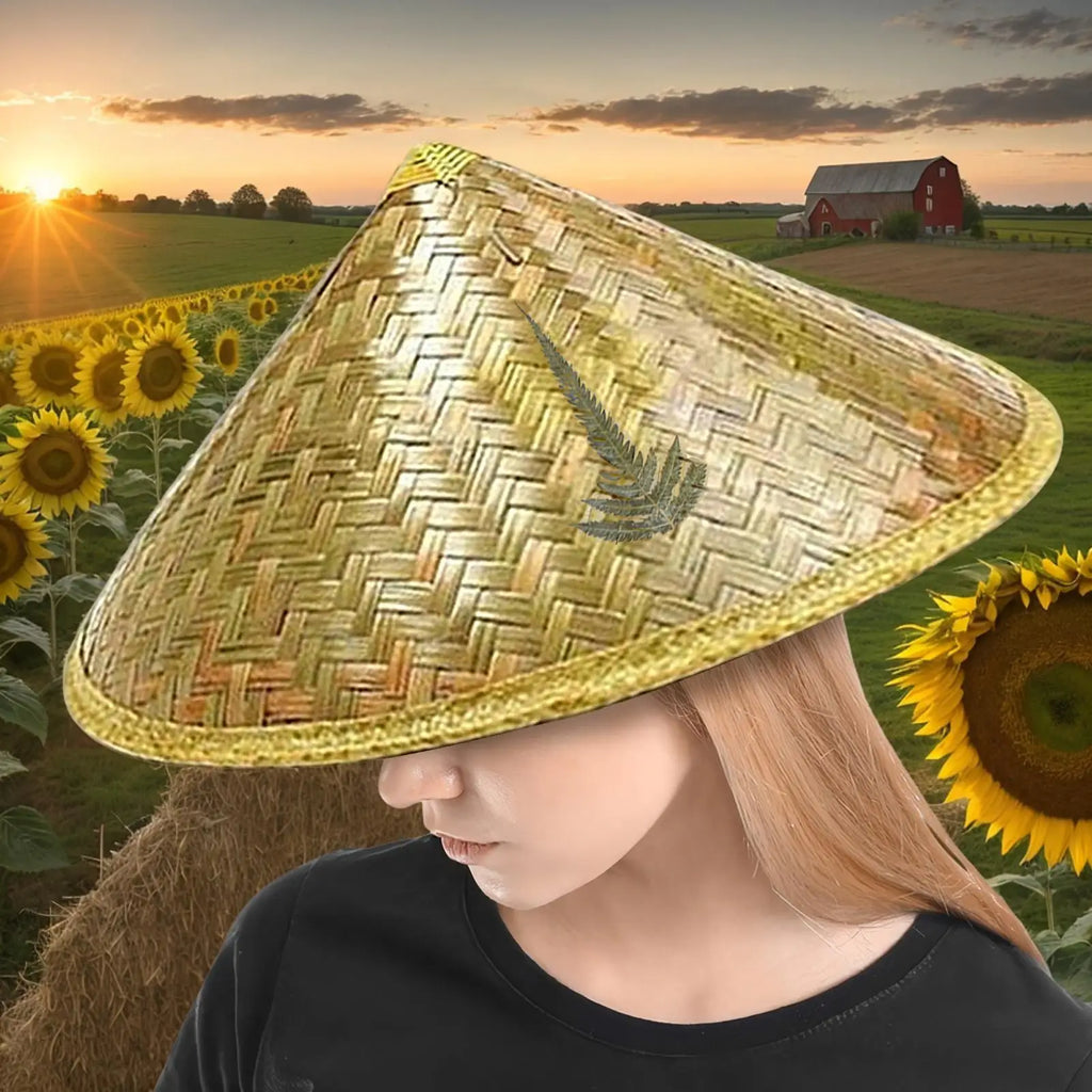 Chinese Straw Hat Handmade Rattan Stylish Adjustable Chin Strap