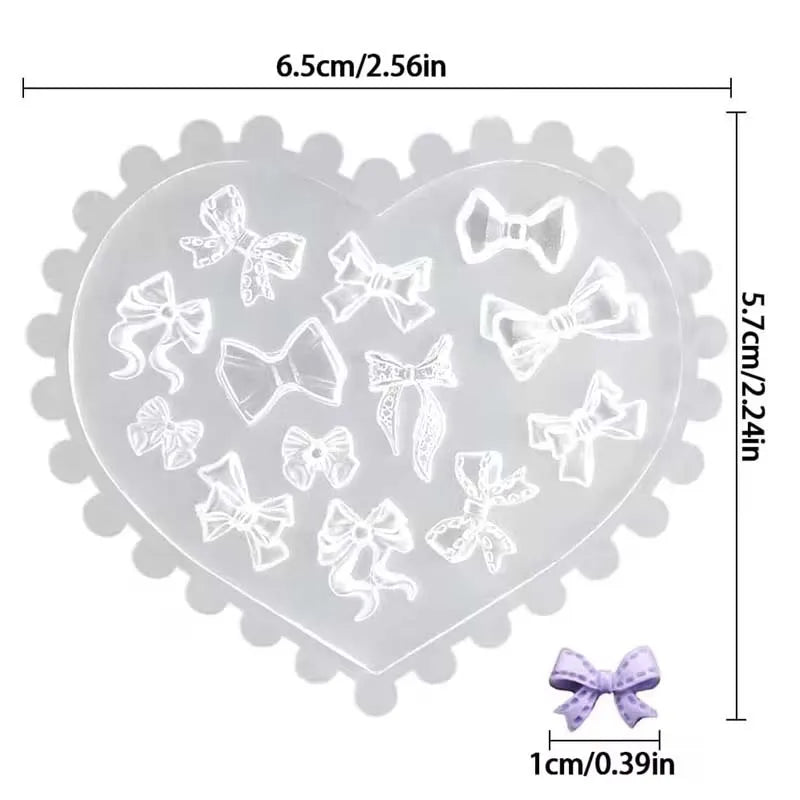 3D Heart Bow Silicone Molds – DIY Nail Charms & Resin Art Craft Resin Mold Zpaxo md-43