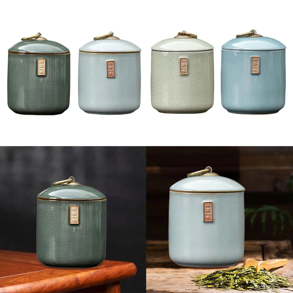 Ceramic Airtight Tea Canister – Dry Food & Coffee Storage Jar Ceramic Storage Canister Zpaxo