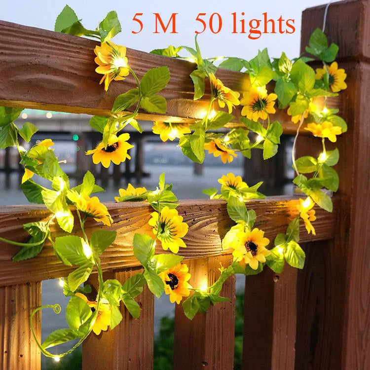 Chrysanthemum Solar Lights Hanging Vine Garland Lamp Home Garden Zpaxo 5M 50 lights