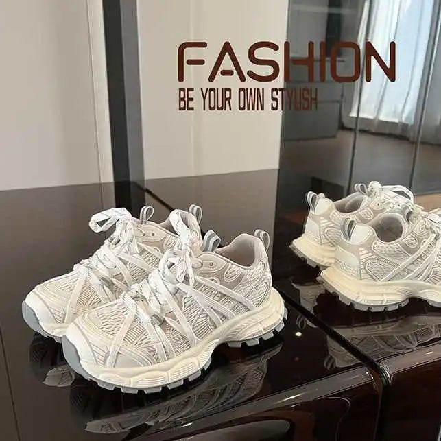 Grey Navy Chunky Hiking Sneakers Women Breathable Mesh Synthetic Zpaxo