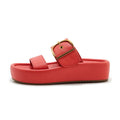 Womens Chic Platform Slide Sandals Luxe Gold Buckle Detail Double Zpaxo SH6150-1 Red 39 China Mainland