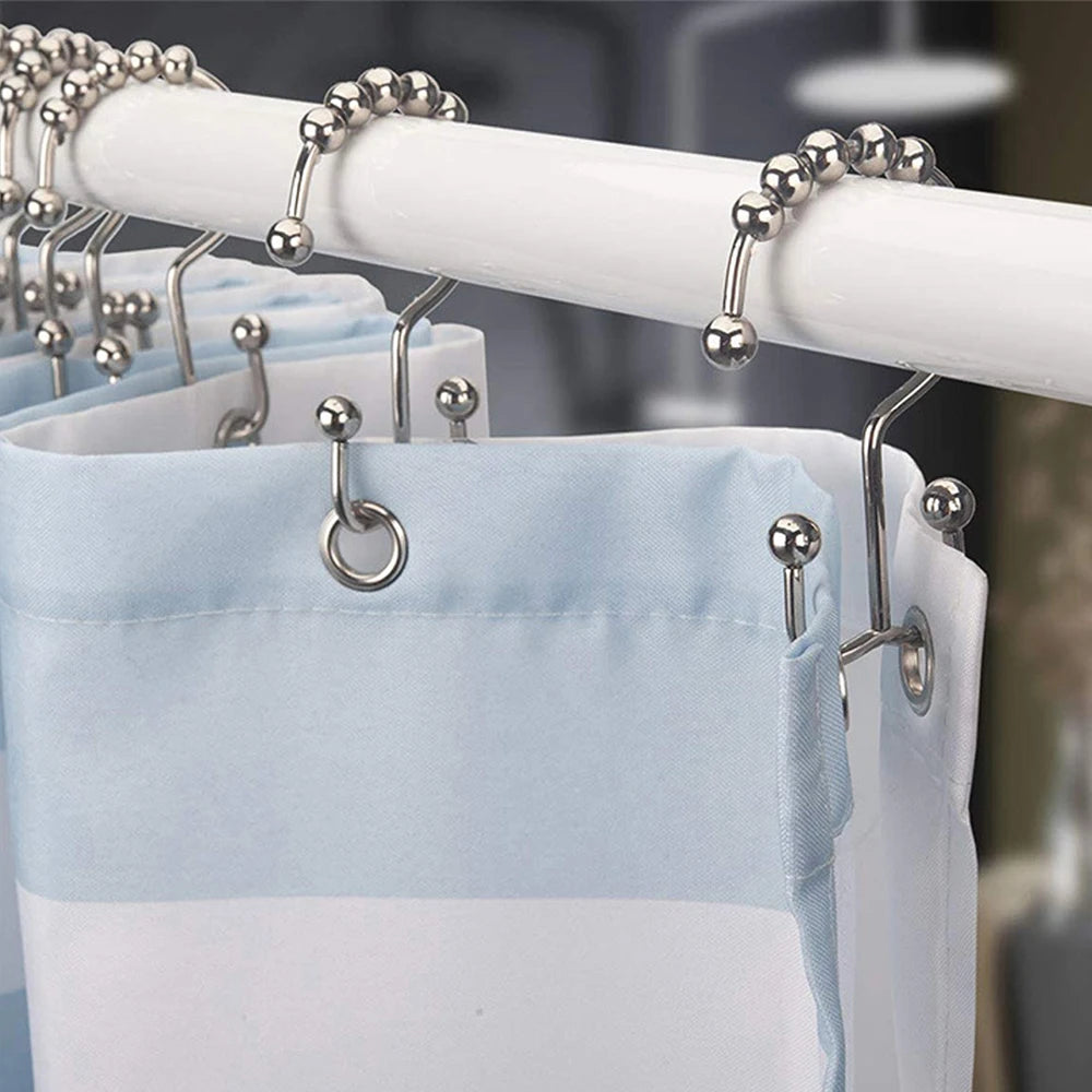 Shower Curtain Hooks Double Sided Bathroom Curtain Metal Hooks Rings for Bathroom Shower Rod Curtains Zpaxo