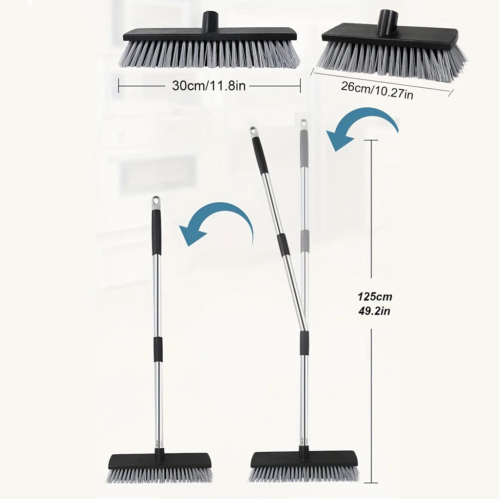Heavy-Duty Hard Bristle Push Broom – Adjustable Long Handle Outdoor Push Broom Zpaxo