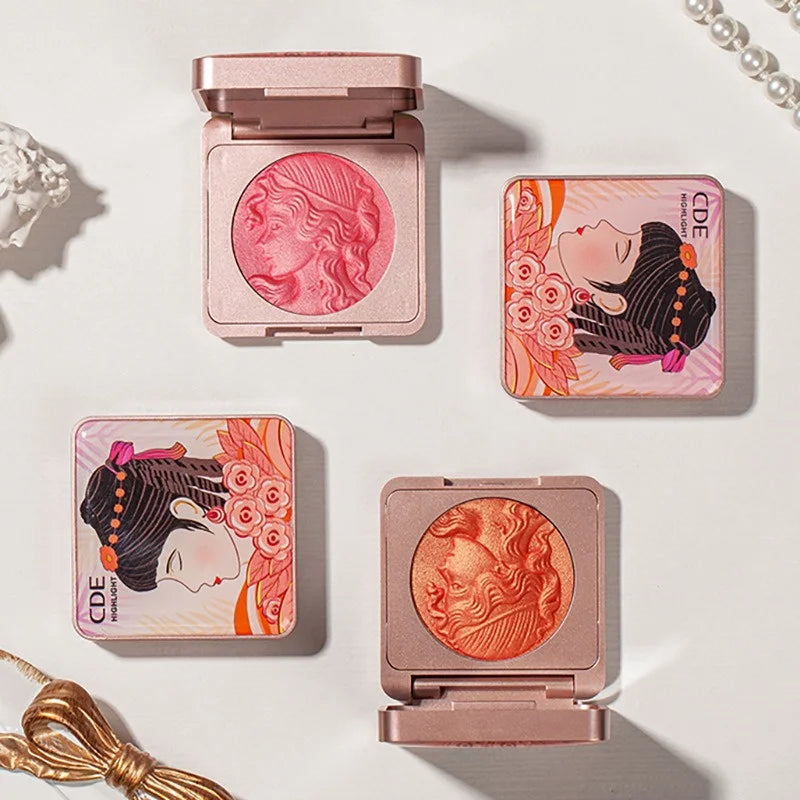 Highlighter Embossed Blush Glitter Facial Long-lasting Shimmer Powder Zpaxo
