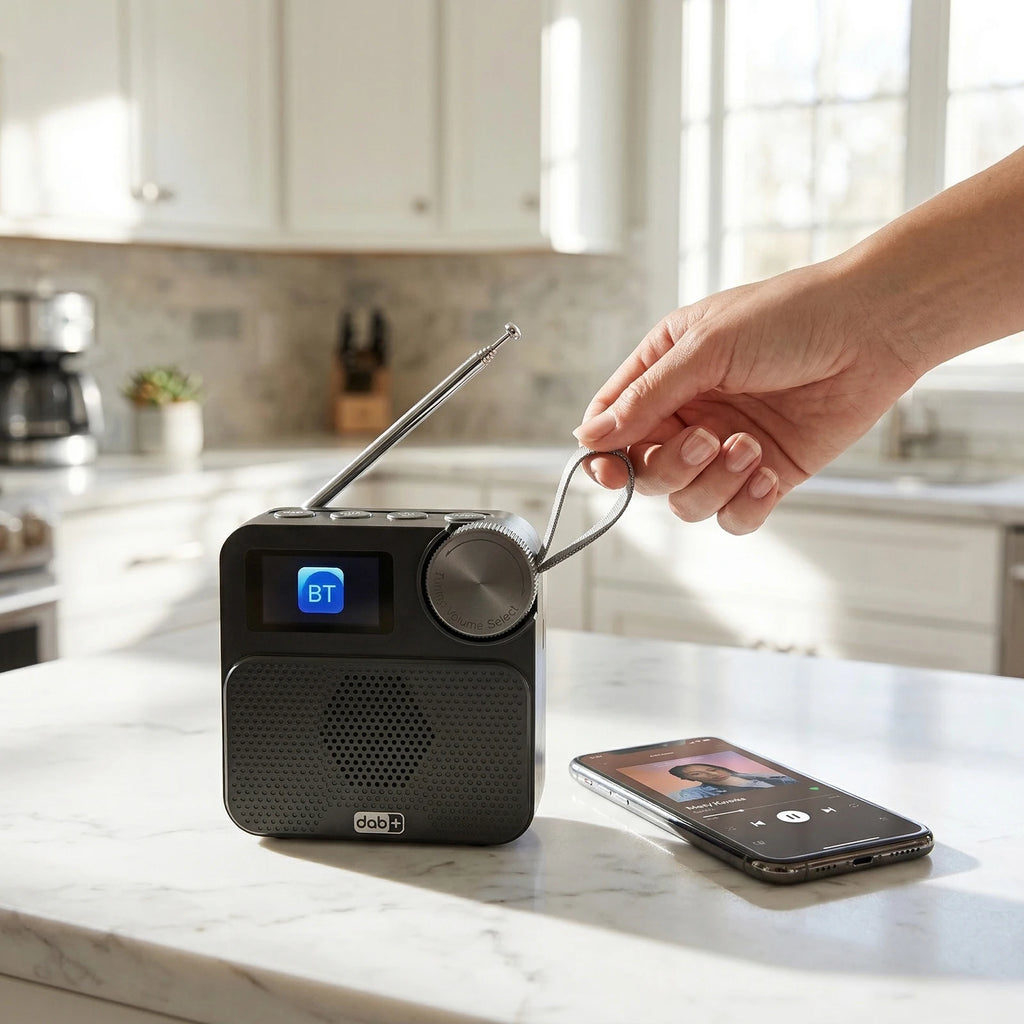 BT Portable FM Radio Rechargeable Speaker Built-in Battery Small