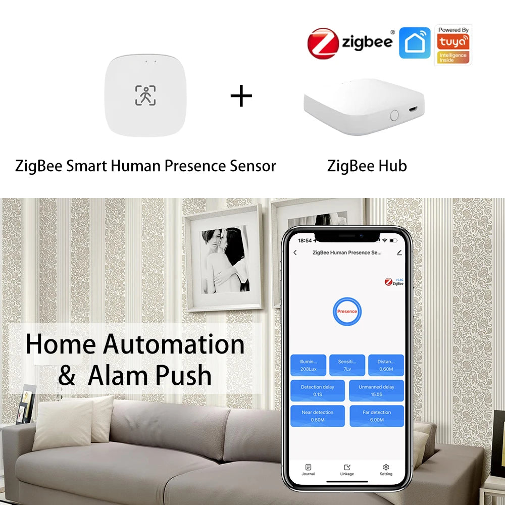 ZigBee Wifi MmWave Human Presence Motion Sensor With Luminance/Distance Detection 5/110/220V Tuya Smart Life Home Automation Zpaxo