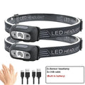 USB Rechargeable LED Headlamp – Motion Sensor, 350 Lumens LED Headlamp Zpaxo 2pcs