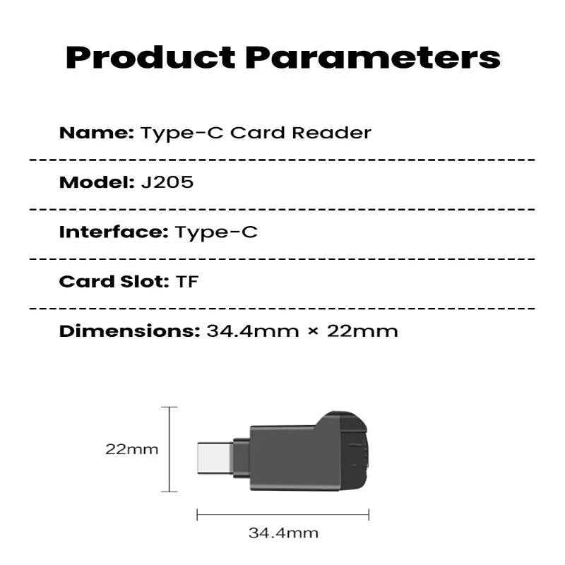 USB-C 2.0 Mini TF Card Reader – Compact Memory Adapter