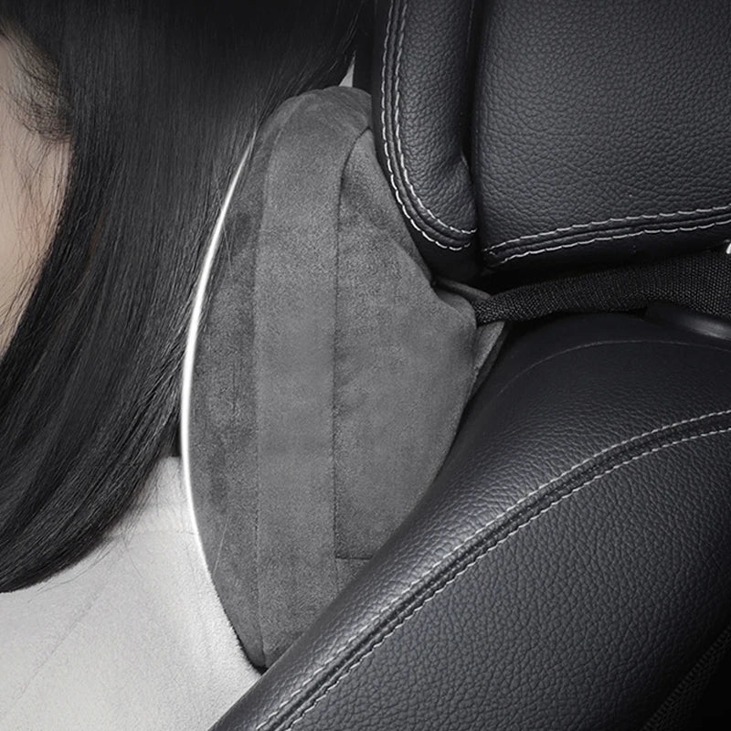 Car Headrest & Lumbar Cushion – Adjustable Suede Seat Pillow