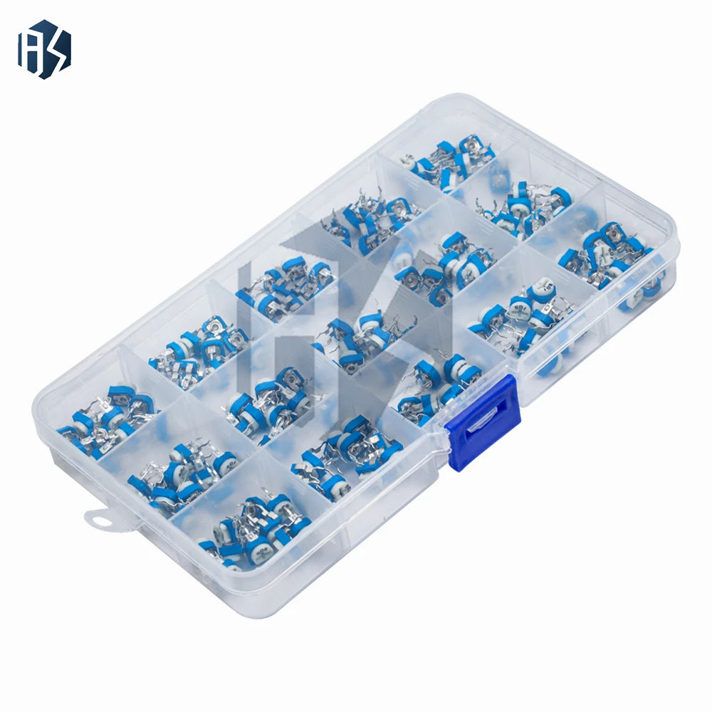150pcs Variable Resistor Boxed RM065 Potentiometer Adjustable Resistor Kit 500k 200k 1K 100R 1M 20K 10K 500R 50K 5K 200R 30K Zpaxo