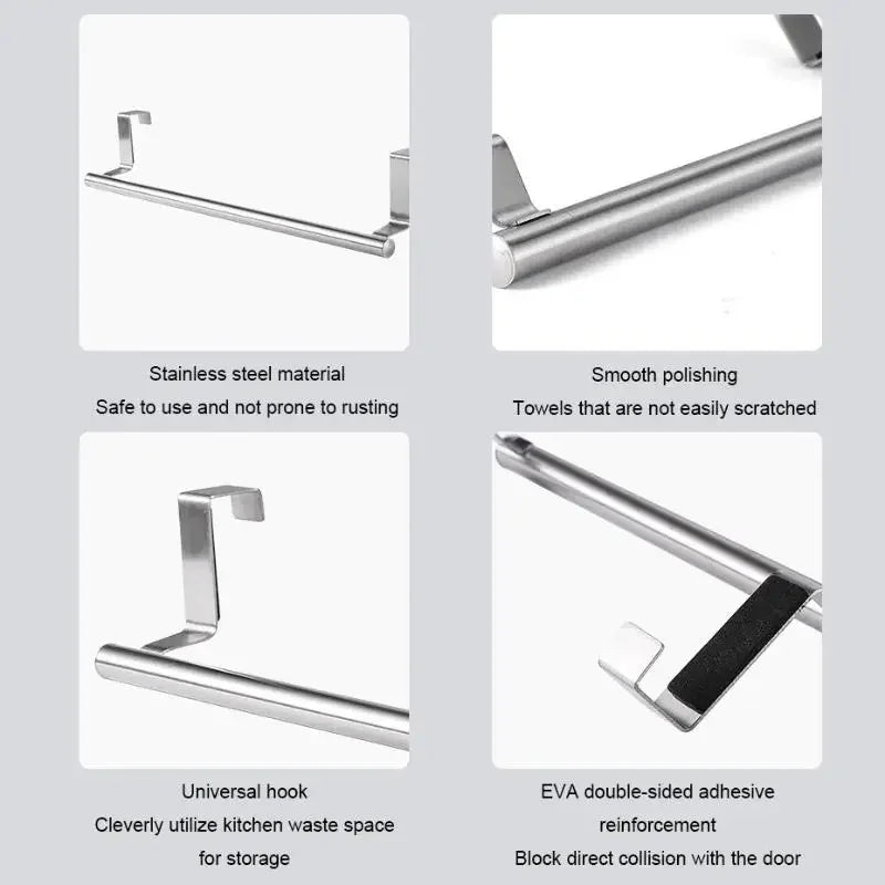 1Pcs Stainless Steel Extendable Over Door Towel Rack Organizer For Bathroom Kitchen Cabinet Adjustable Hanging Storage Bar Zpaxo