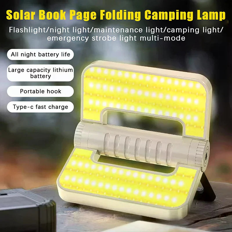 Outdoor LED Solar Camping Light 2200mAh Portable Tent Lantern Emergency Waterproof Hanging Lights Lighting Long Battery Life Zpaxo