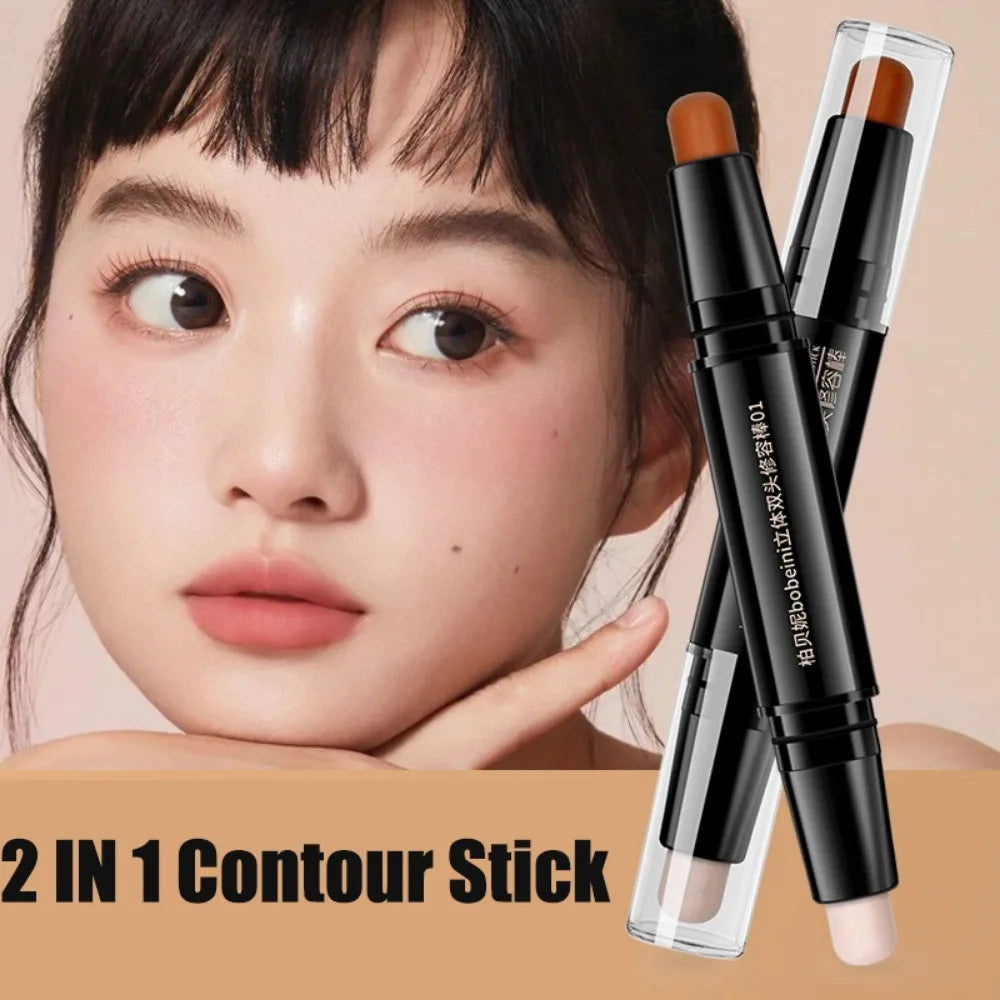 V Face Contouring Stick with Double-headed Concealer Highlighter for Three-dimensional High Nose Bridge Shadow 2 In 1 Cosmetics Zpaxo