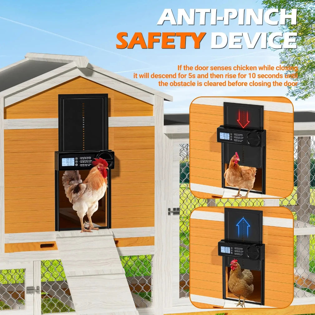 Automatic Chicken Coop Door Auto Duck Door Battery Powered Electric Chicken Coop Door with Timer & Manual Control LED Screen Zpaxo