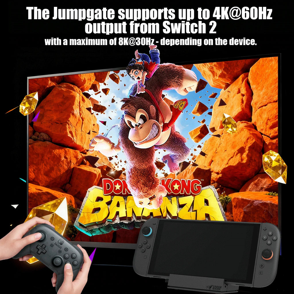Savage Raven 4k USB C Hub Portable Stand Jumpgate Dock Pro for Nintendo Switch OLED & switch 2 Dock Accessories Docking Station Zpaxo