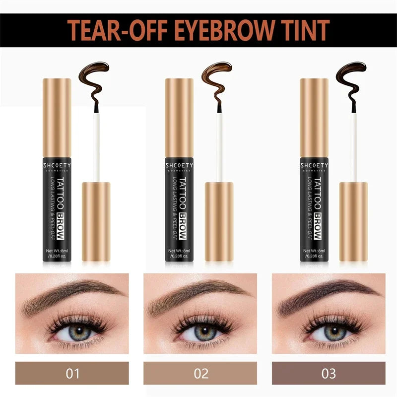 Peel-off Eyebrow Gel Tint Black Brown Eye Brow Enhancers Makeup Waterproof Lasting Liquid Gel Tear Wear Easy Natural Brow Tattoo Zpaxo