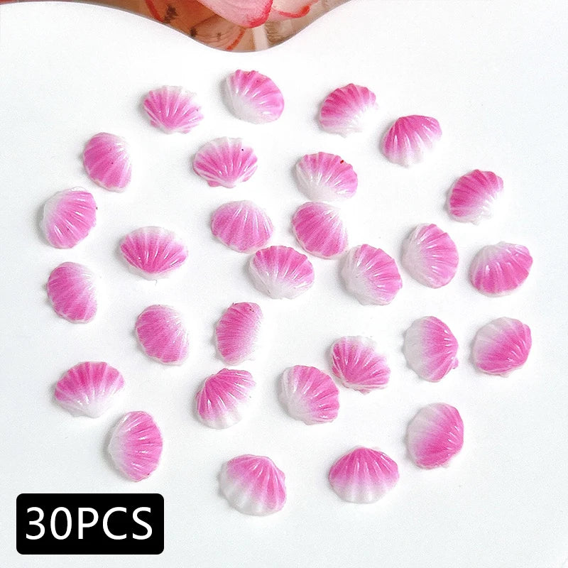 30PCS 3D Ocean Series Resin Nail Charms Summer Nail Rhinestones Creative Starfish Shell Nail Art Decorations for DIY Manicure Zpaxo 07-30pcs
