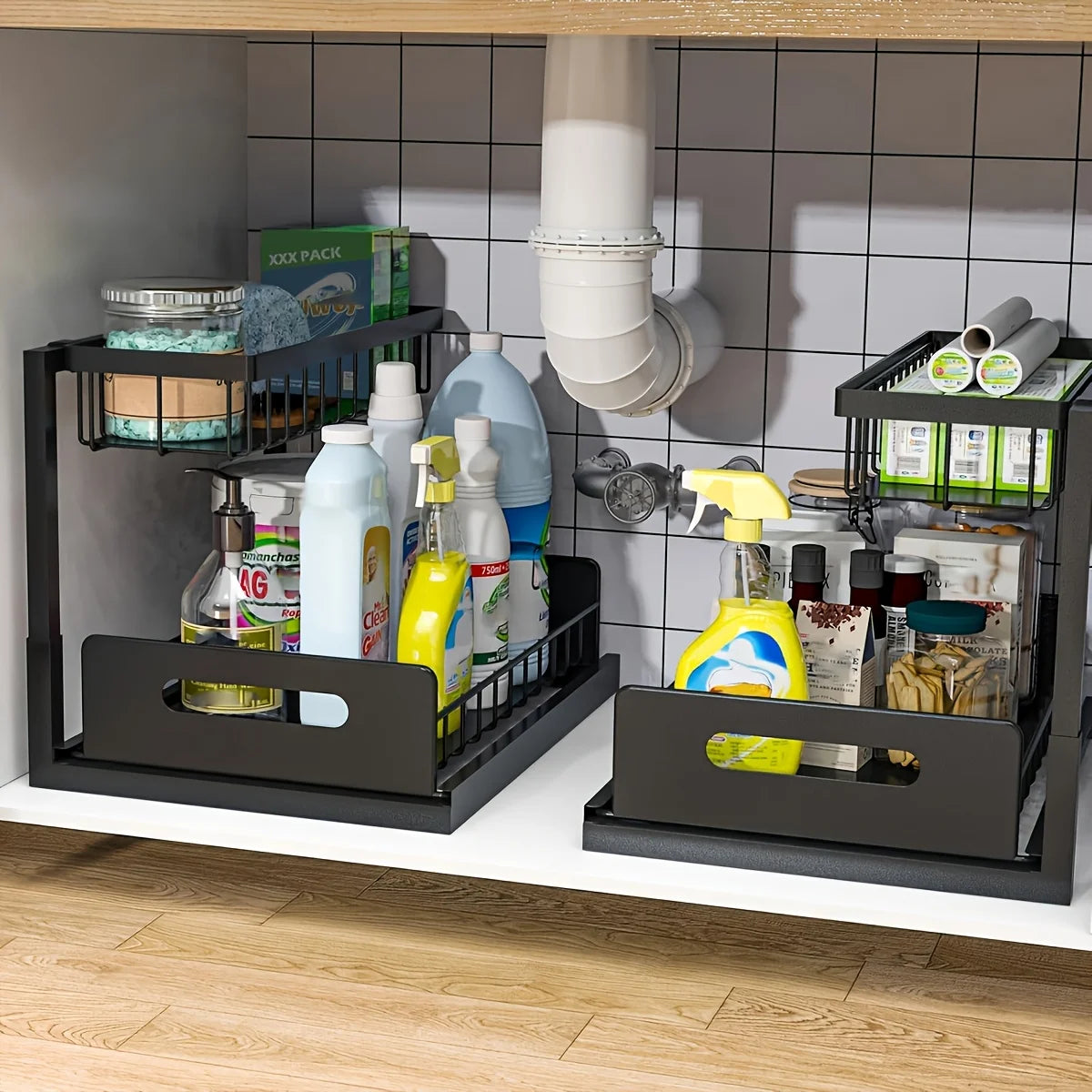 Under Sink Organizers And Storage, Under Sink Organizer, Slide Out Pull Out Cabinet Organizer Shelf, Metal Sliding Drawer Zpaxo