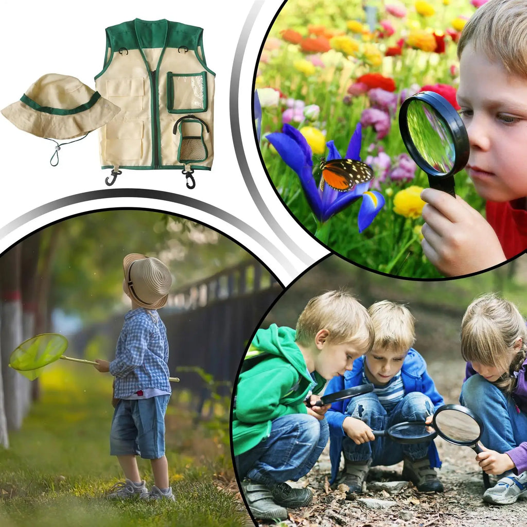 Kids Explorer Vest And Hat Outdoor Exploration Set Creative Vest And Hat Explorer Gear For Camping Hiking Beach Jungle Picnic Zpaxo