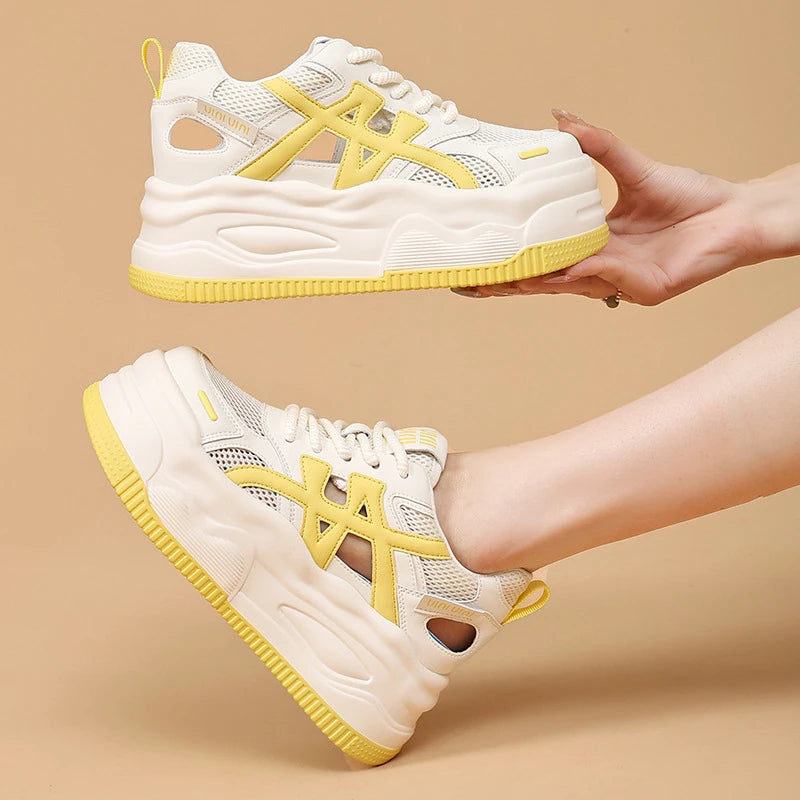 Women 2026 Spring Summer Mesh Hollow Out Platform Sneakers Multi Zpaxo