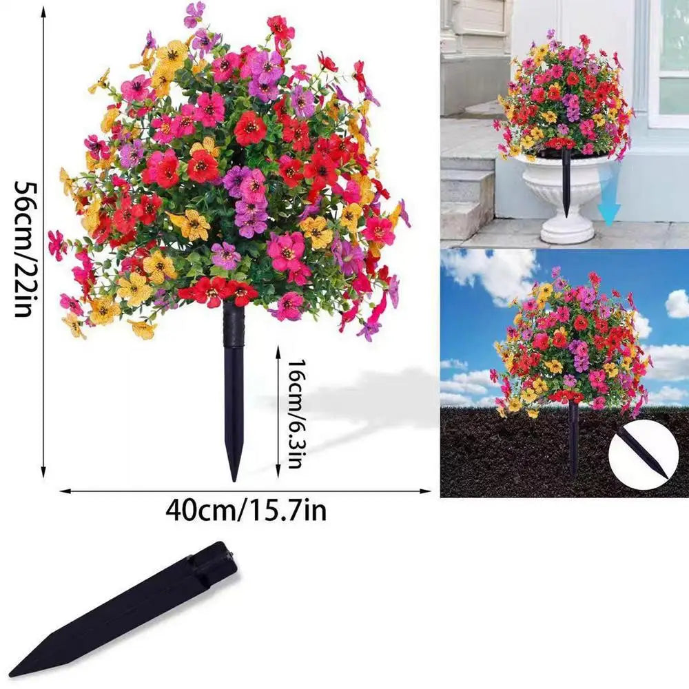 Artificial Shrubs Faux Flower Ball Spike Insert Fake Topiary Plant Zpaxo D