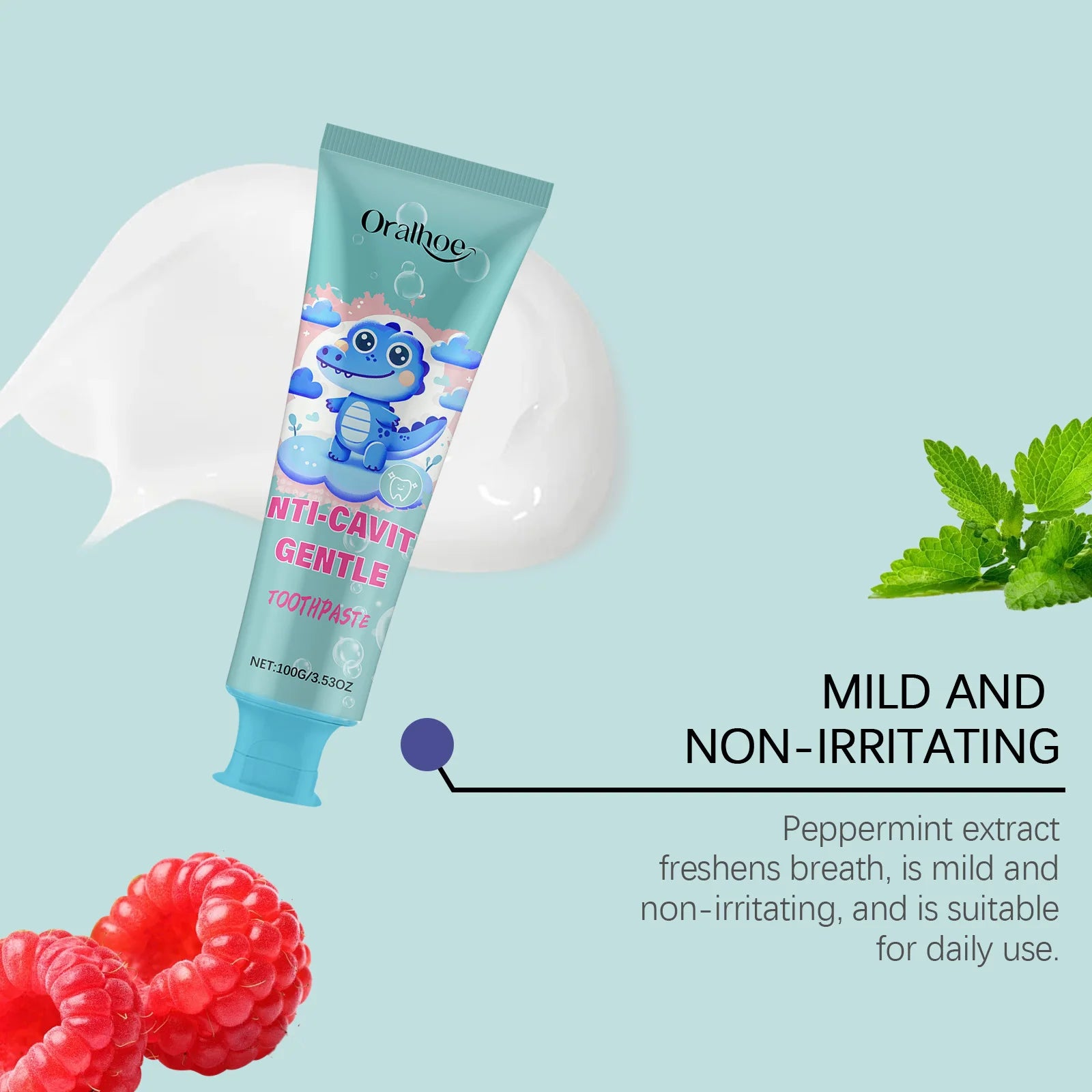 Kids Anti-Cavity Toothpaste - Gentle Whitening Toothpaste For Children, Stain Removal & Enamel Protection, Mild Flavor Zpaxo