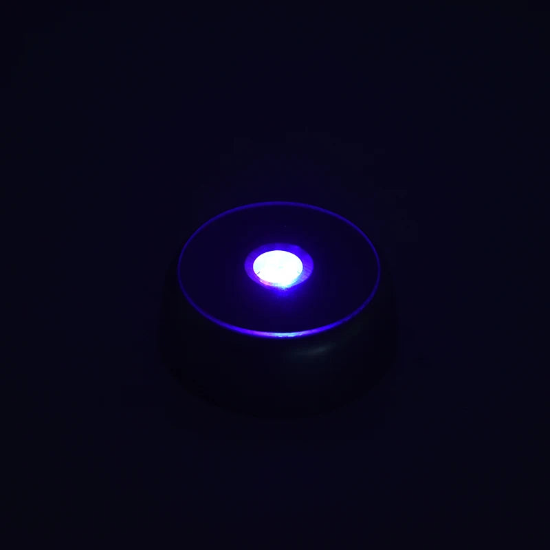 4 LEDs Luminous Base Light Crystal Glass Display Colorful Round Stand
