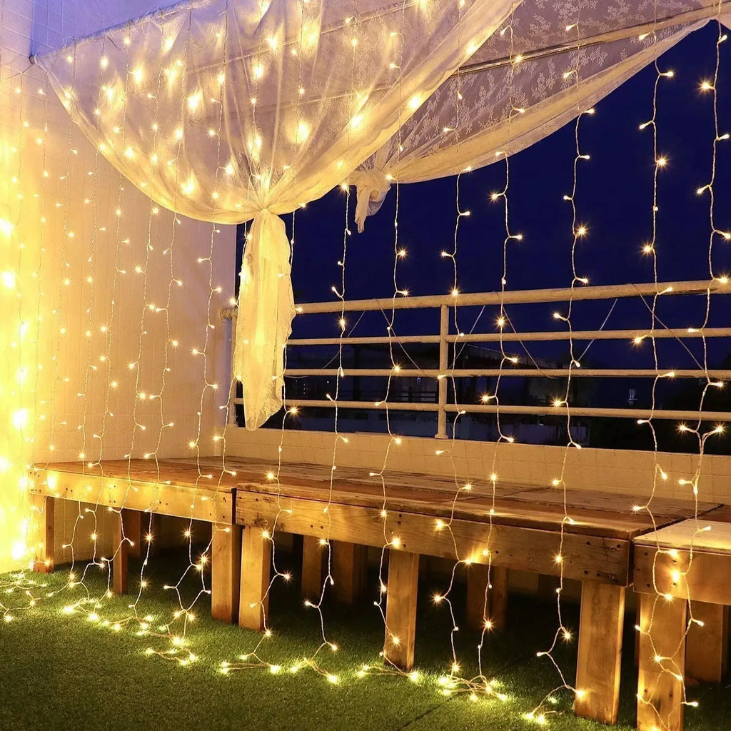 300 LED Curtain Garland on The Window USB String Lights Fairy Festoon Remote Control Christmas Wedding Decorations for Home Room Zpaxo