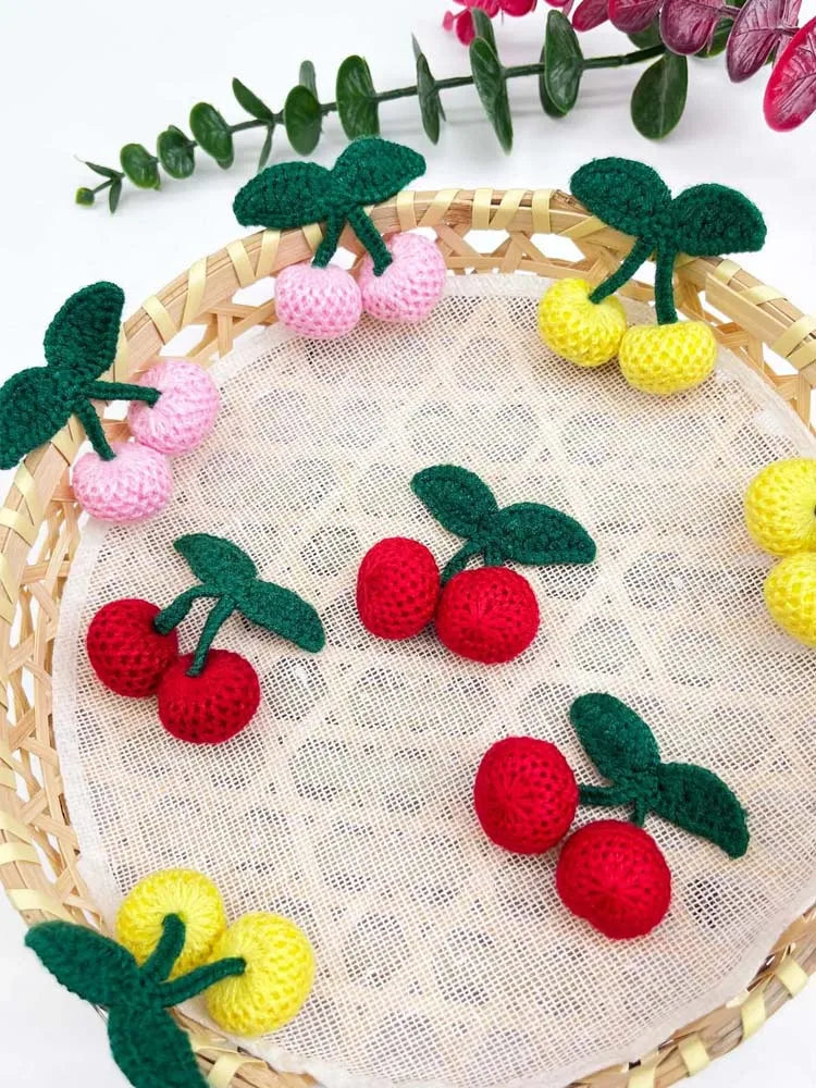 Crochet Cherry Brooch Pin – DIY Knitting Appliqué for Clothes & Bags Crochet Brooch Pin Zpaxo