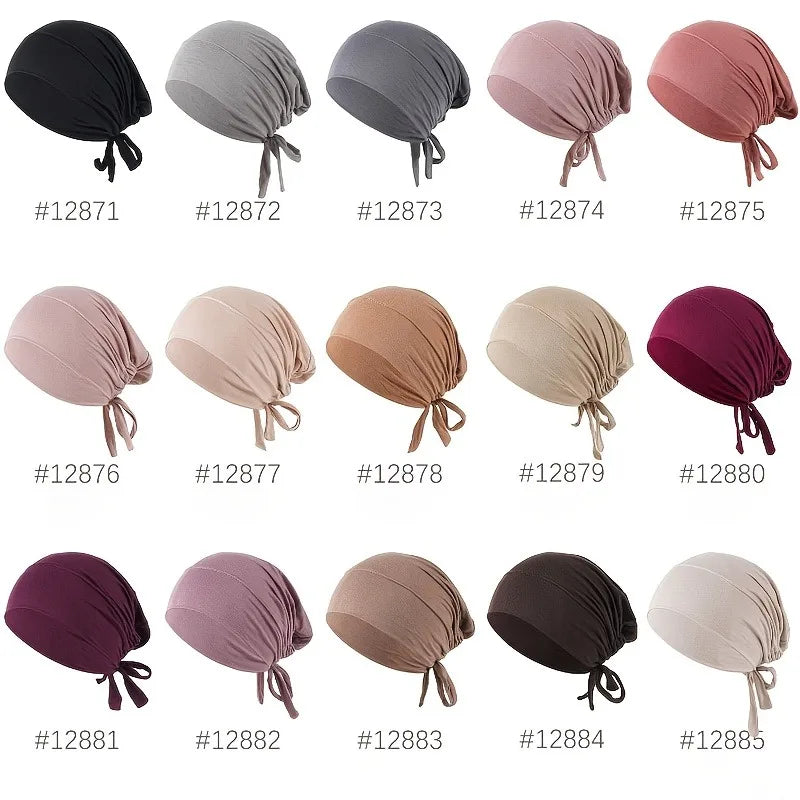 Eid Ul-fitr Ultra-soft Stretch Hijab Cap Ethnic Ribbon Base Head Wrap