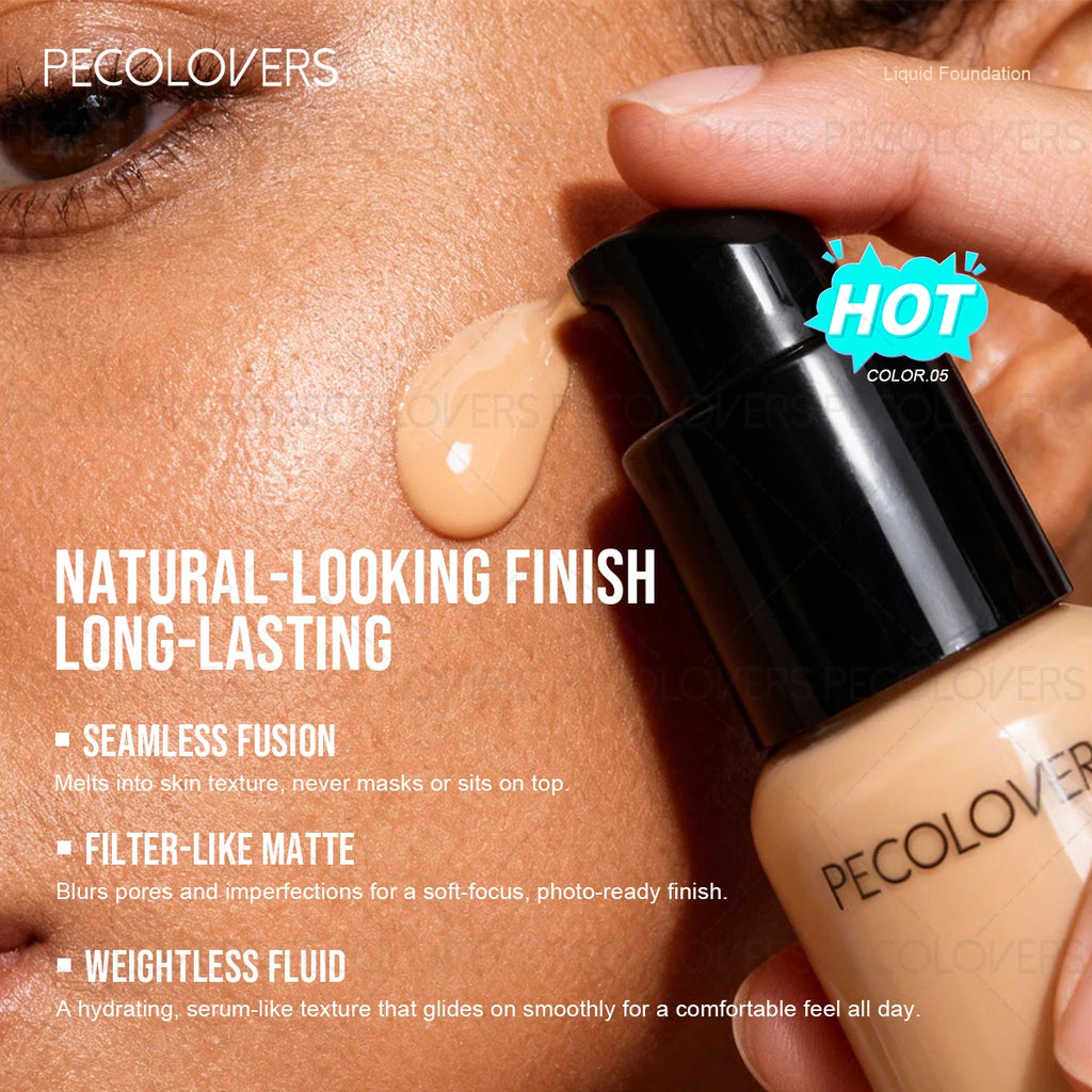 2PCS/Set Waterproof Liquid Foundation and Puff, Hydrating, Moisturizing Liquid Foundation, Long-Lasting , Dark Circle Concealer Zpaxo