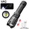 Rechargeable LED Flashlight Zoomable Torch with LCD Display 3 Modes Waterproof High Power Hand Light Outdoor Wilderness Camping Zpaxo P50 2Pac ZOOM
