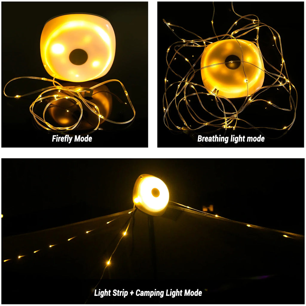 33Ft Camping String Lights 2-in-1 Lantern | 2000mAh Rechargeable
