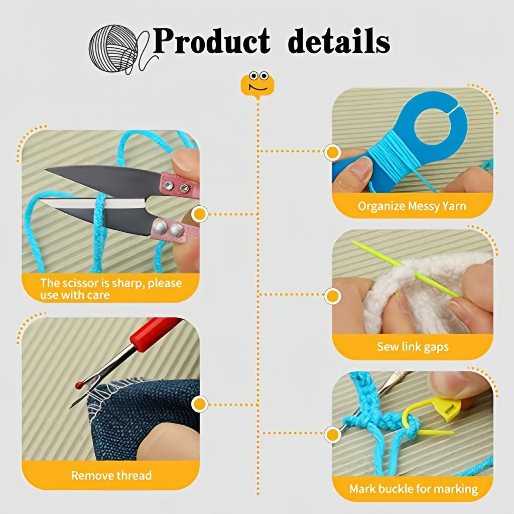 105 piece crochet hook set, complete set of DIY hand woven needle and thread, including yarn storage bag TPR hook Zpaxo