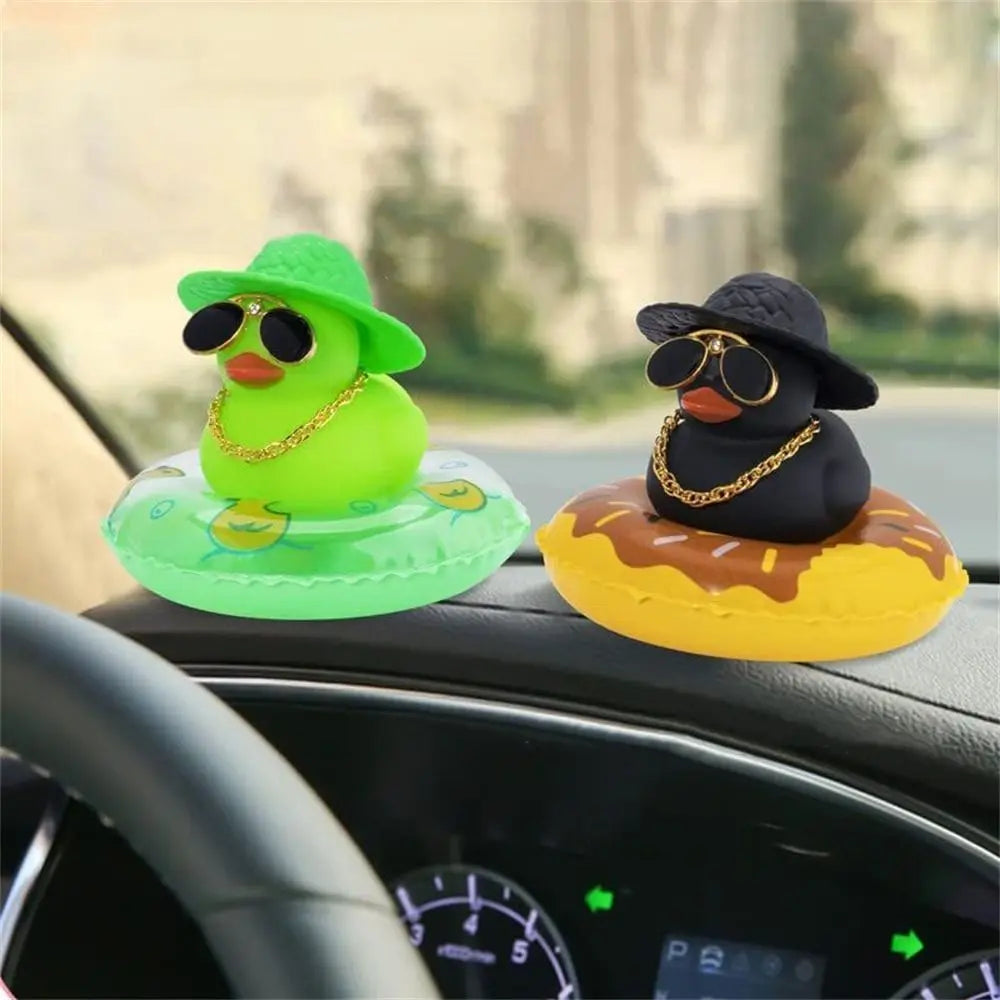 Hat Duck Car Decor Squeak Ducks Swim Ring Glasses Dashboard Bicycle Zpaxo