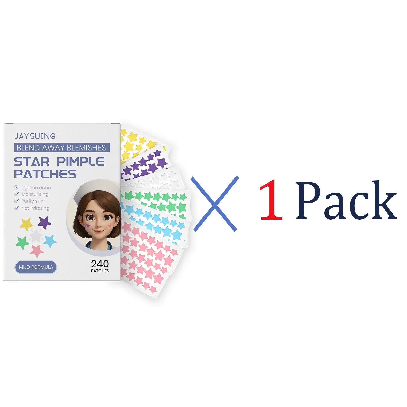 Star Acne Patches 240pcs Salicylic Acid Hydrocolloid Invisible Pimple Patches for Face Spot Treatment Ultra-Thin Gentle Care Zpaxo 1 Pack