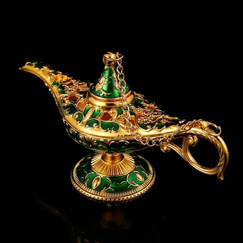 1Pc Genie Magic Lamp Aladdin Decoration European Vintage Home Decoration Russian Wishing Lamp Metal Decoration Craft Souvenir Zpaxo