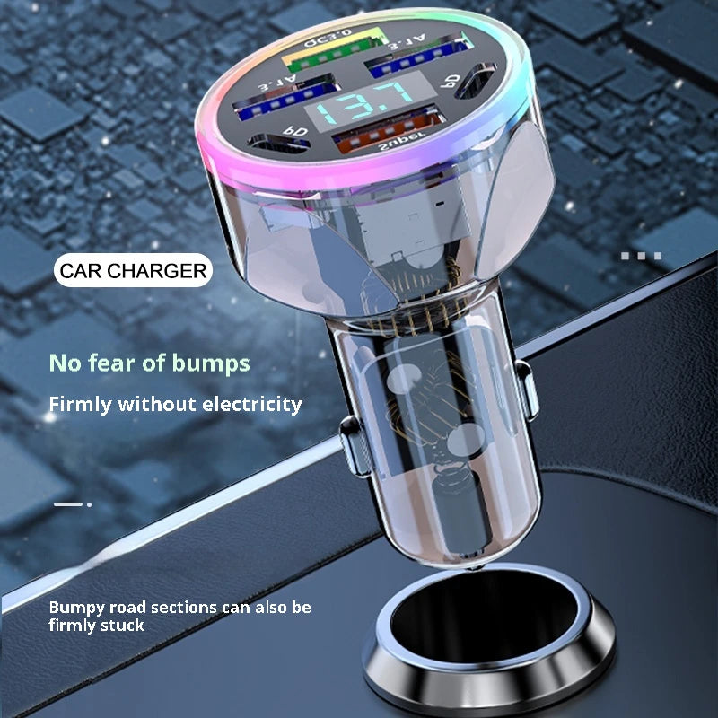 4-in-1 USB-C Car Charger 100W Dual PD QC 3.0 + Voltage Display Car Phone Charger Zpaxo
