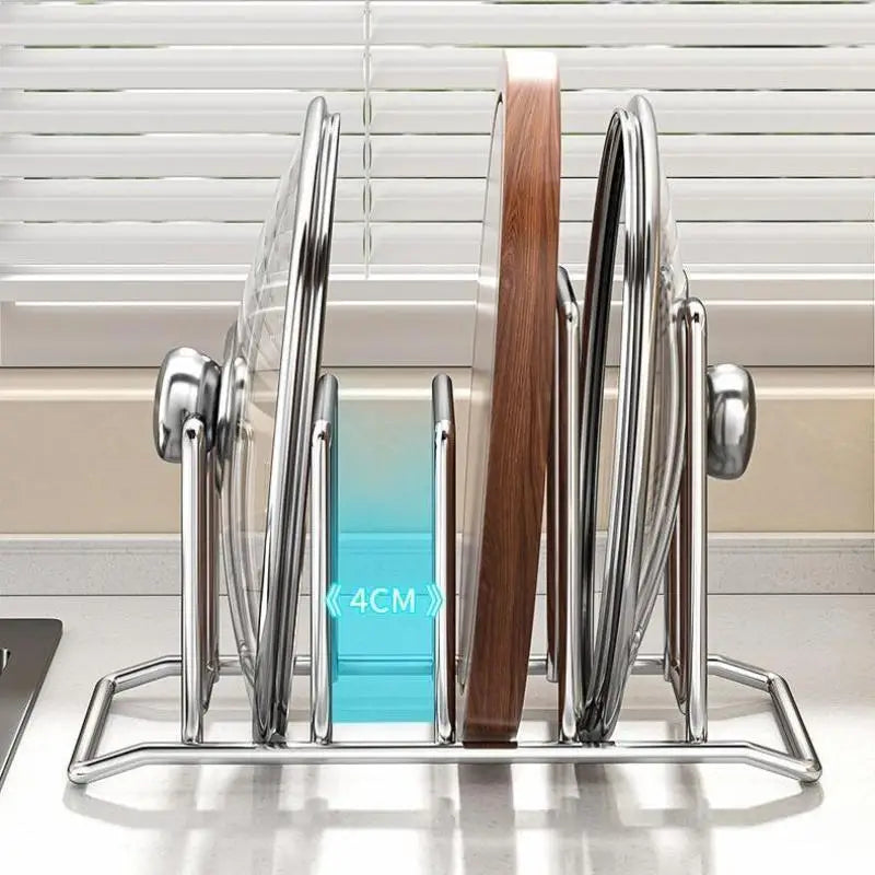 1Pcs Kitchen Storage Solution Rustproof Pot Lid Rack Storage Rack Multifunctional Chopping Board Organizer For Home Zpaxo
