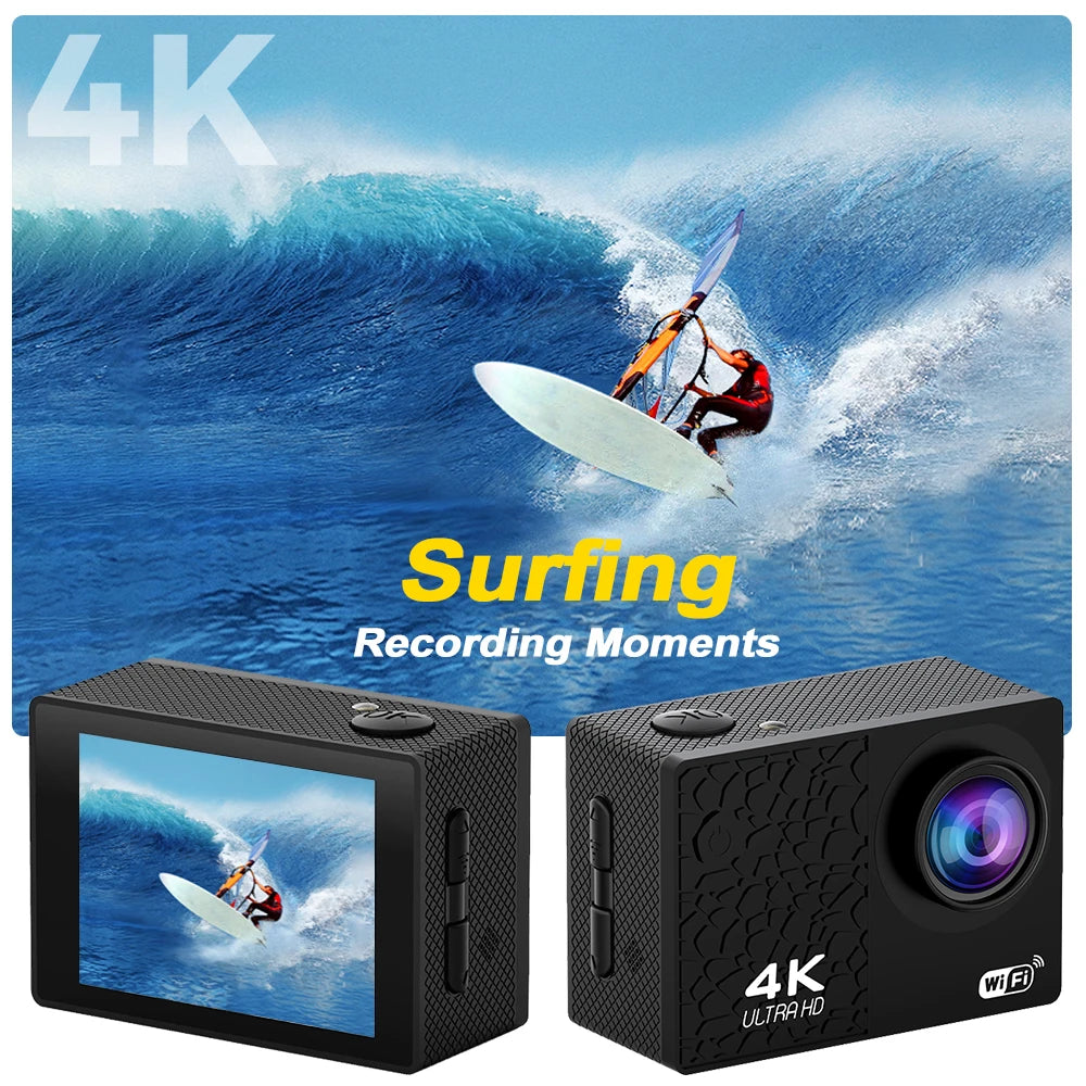 4K/30fps Ultra HD Action Camera WiFi 2.0-inch Waterproof Helmet Video Recording Camera Sports Camera Outdoor Mini Portable Cam Zpaxo