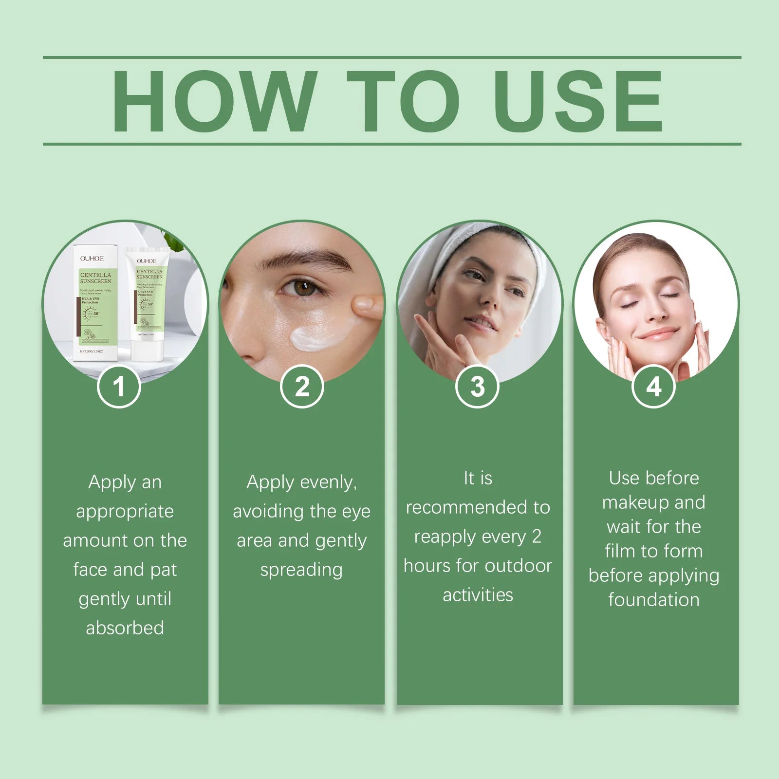 SPF 50 Facial Sunscreen Anti Sunlight Defense UV Rays Improve Dry Prevent Sunburn Summer Waterproof Soothing Centella Sunscreen Zpaxo