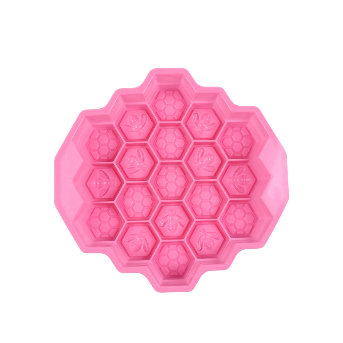Honeycomb Bees Silicone Soap Mold 19-Cavity Chocolate Cake Candy Jelly Ice Cube Dessert Baking Clay Mold Zpaxo Pink