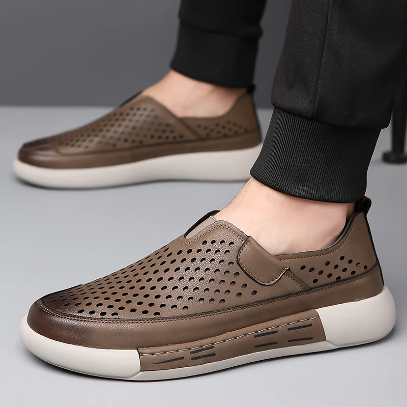 Summer Men Sandals Leather Mens Casual Shoes Outdoor Beach Roman Zpaxo