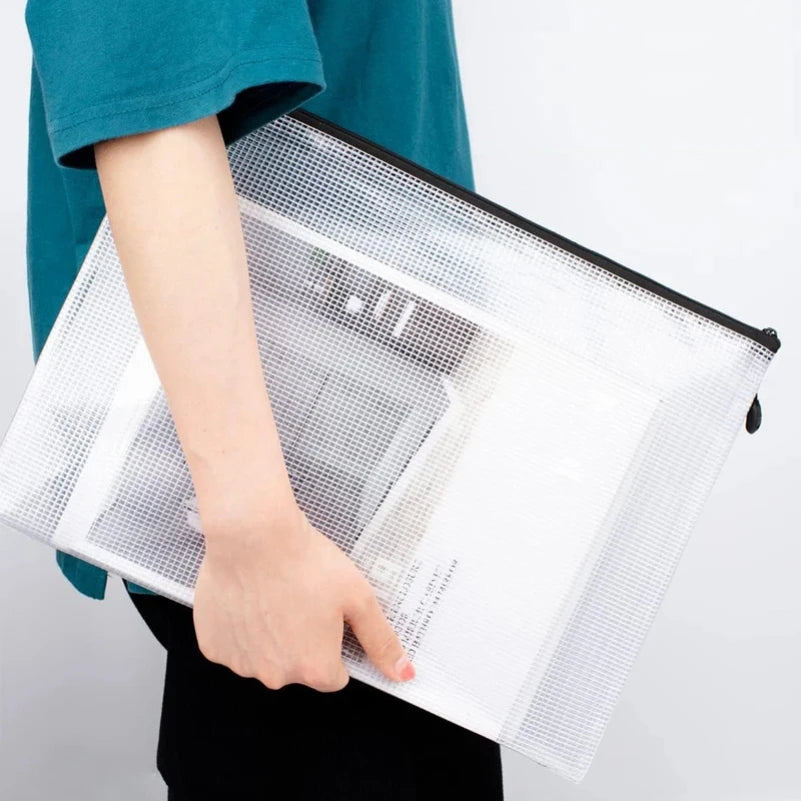 4-Pack Mesh Zipper Document Bags – Waterproof A3/A4/A5/A6 Pouches Mesh Document Pouches Zpaxo