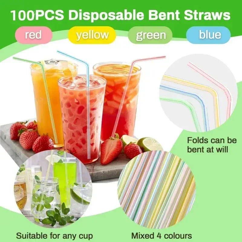 Colorful Bendable Straw Drinking Straw for Milk Tea Bar Party Drinking Wedding Kitchen Beverage Straws Plastic Drinking Straws Zpaxo