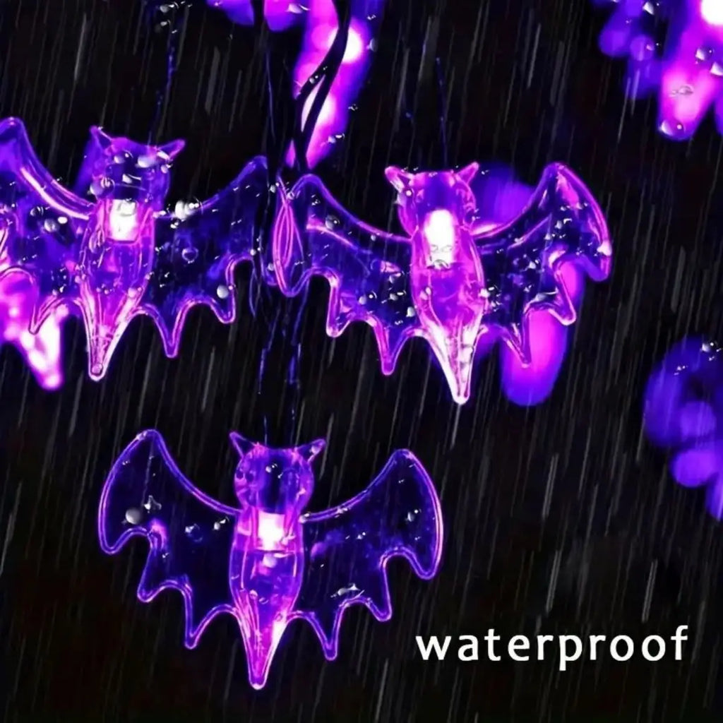 1 Solar LED Large Purple Bat String Light 8 Modes Outdoor Waterproof Zpaxo