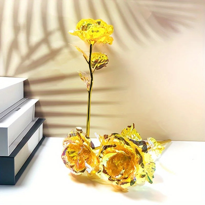 Artificial Flower Foil Rose Simulation DIY Golden Plated Love Party