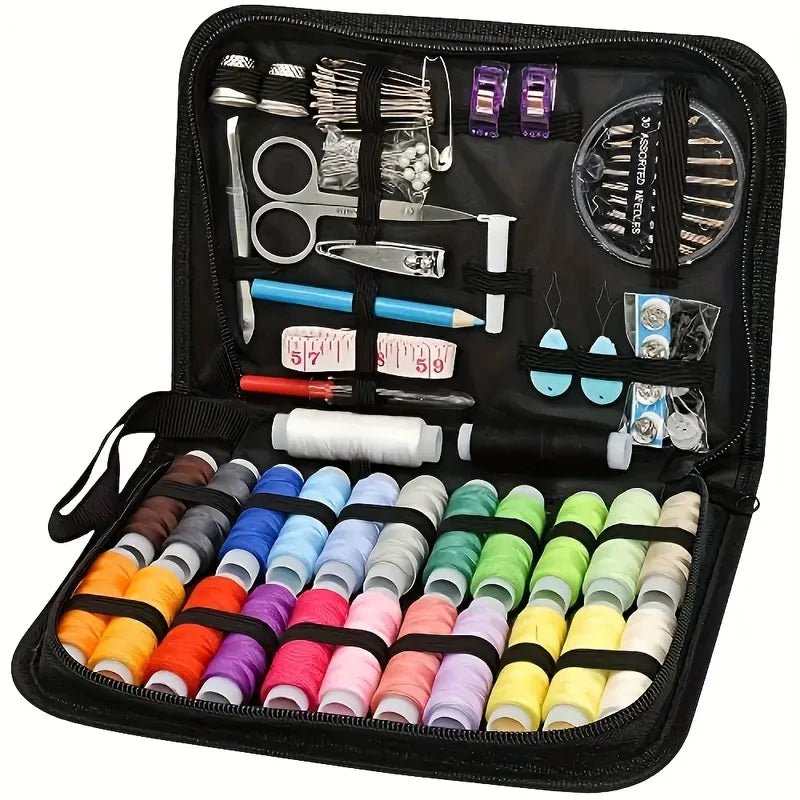 Compact Travel Sewing Kit with Colorful Canvas Case | All-Season Quick Repair & Daily Use Essentials Zpaxo