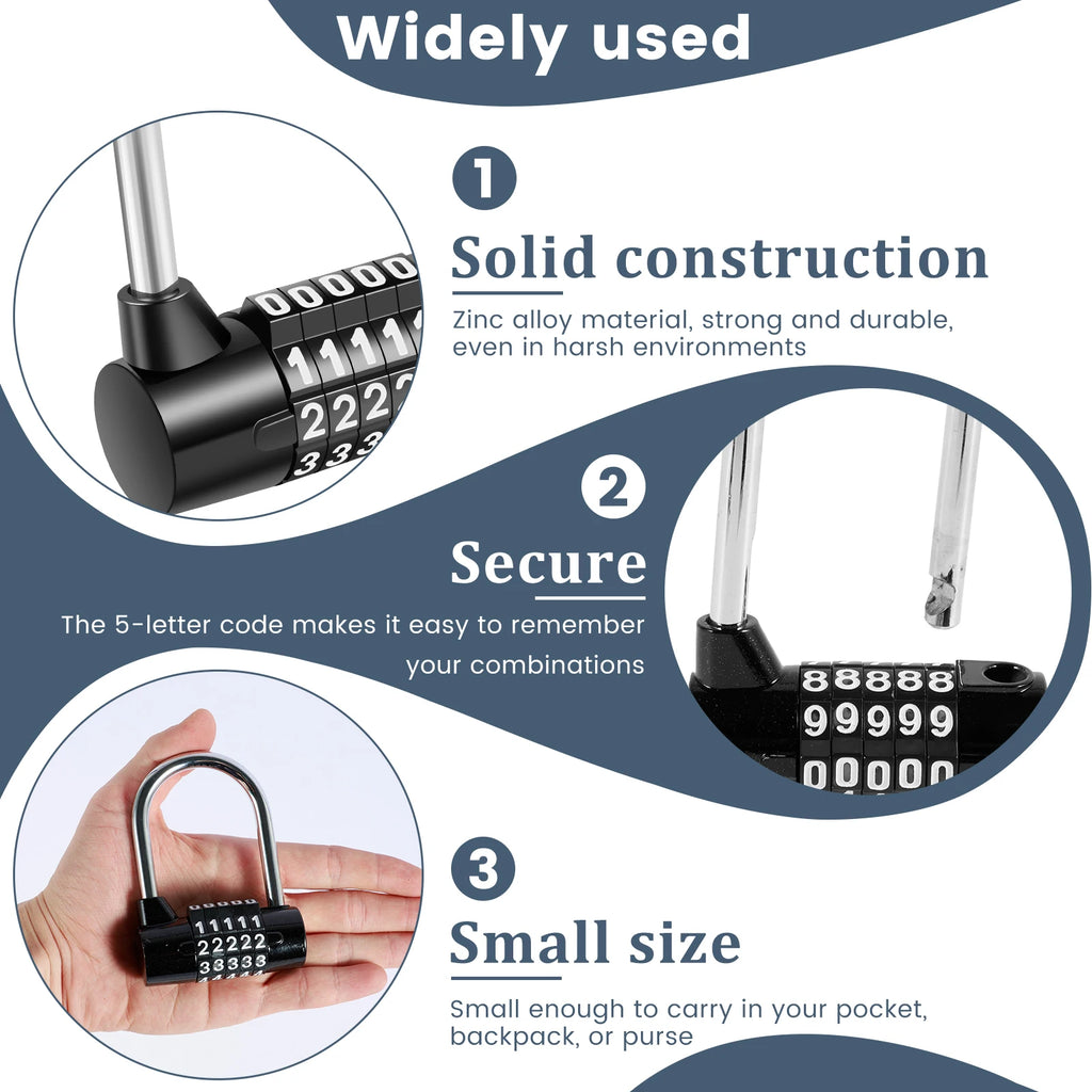 Padlock Combination 5 Digit Zinc Alloy 91/ 63mm Door Lock Luggage Cabinet Toolbox Gym Locker for Outdoor Hotel/Office/Safe Case Zpaxo